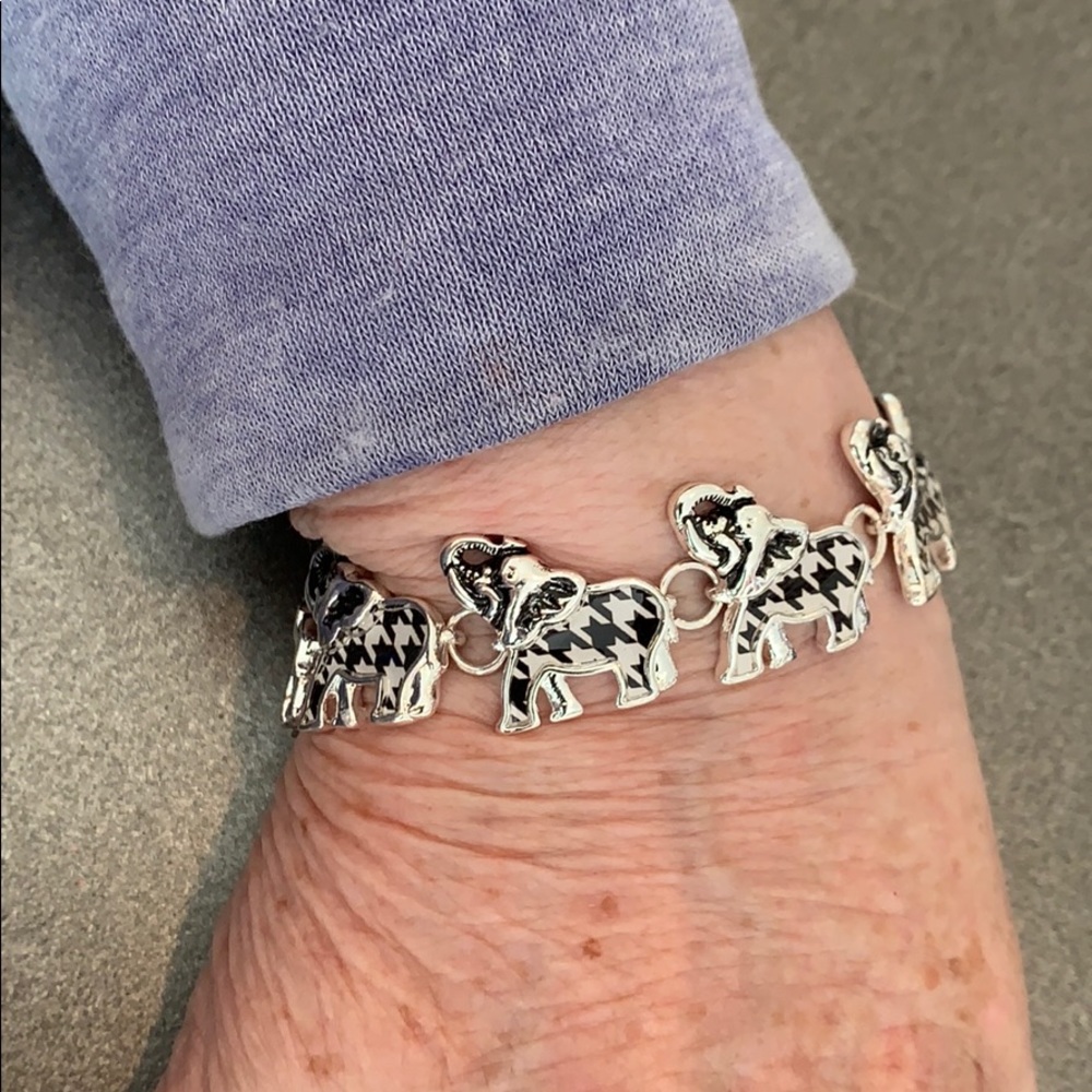 ALABAMA FANS Sil/Houndstooth Elephant Bracelet .